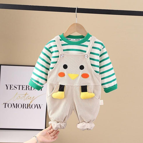 Baby cartoon suspenders two-piece suit